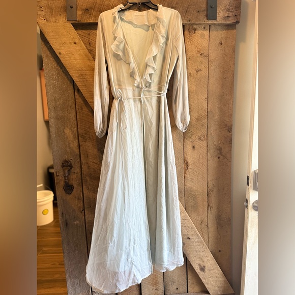 HYFVE Dresses & Skirts - Elegant Light Mint Green Ruffle Wrap Dress